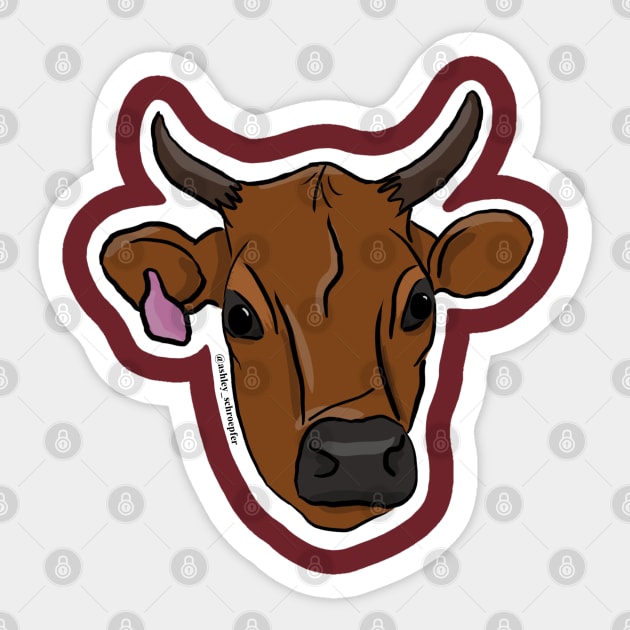 Jersey Cow Sticker by Ashley Schroepfer